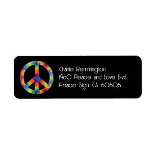 Peace Sign Address Labels Rainbow Hippy Hippie