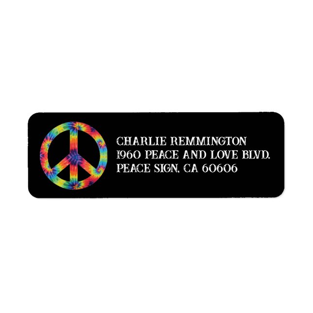 Peace Sign Address Labels Rainbow Hippy Hippie (Front)