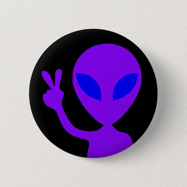 Peace Sign Alien 2 Inch Round Button (Front)