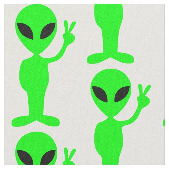 peace sign alien cute fabric (Close Up)