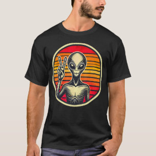 Peace Sign Alien Hippie Ufo T-Shirt