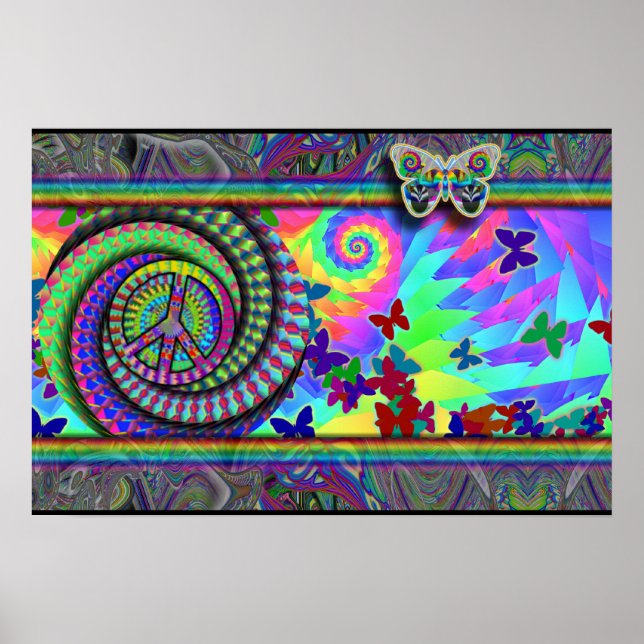 Peace Sign and Butterfly Poster (Front)