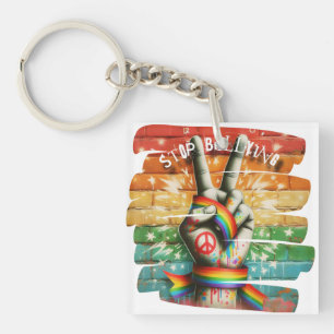 Peace Sign Anti-Bullying  Keychain