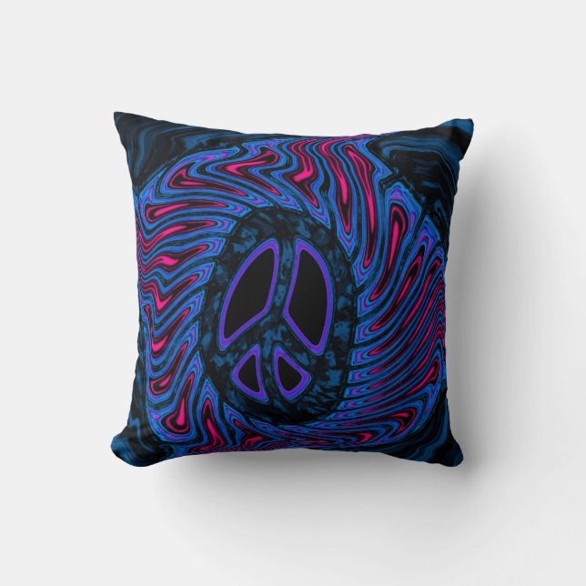 Peace Sign Art Throw Pillow (Front)