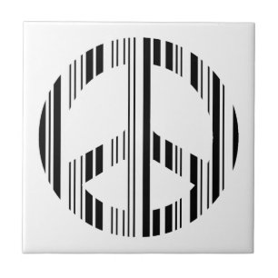 PEACE SIGN BAR CODE Hippie Barcode Pattern Design Tile
