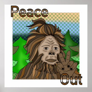Peace Sign Bigfoot Sasquatch Peace Out 