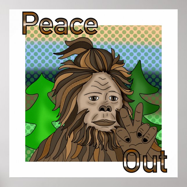 Peace Sign Bigfoot Sasquatch Peace Out  (Front)