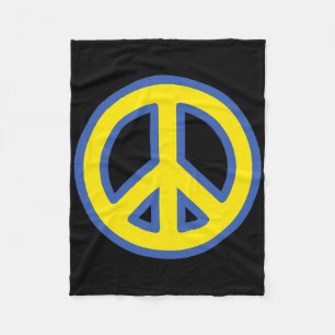 Peace Sign - Blue And Yellow Ukrainian Flag Solida Fleece Blanket