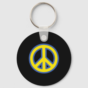 Peace Sign - Blue And Yellow Ukrainian Flag Solida Keychain