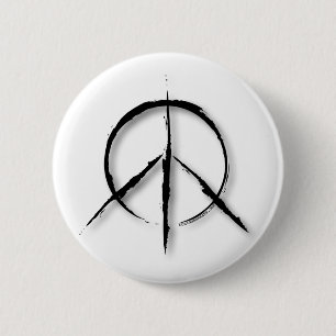 Peace Sign Brushed-1 2 Inch Round Button