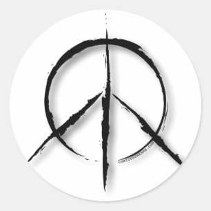Peace Sign Brushed-1 Classic Round Sticker
