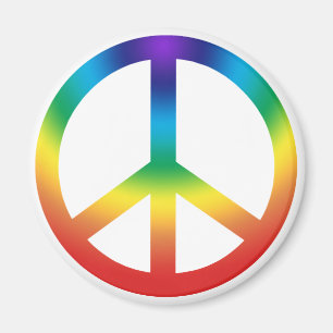 Peace Sign Button; Chakra Colours Magnet
