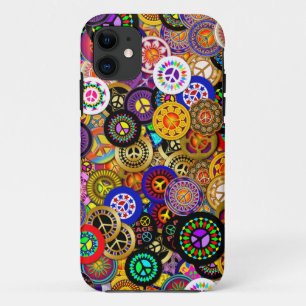 Peace Sign Buttons Collage iPhone 11 Case