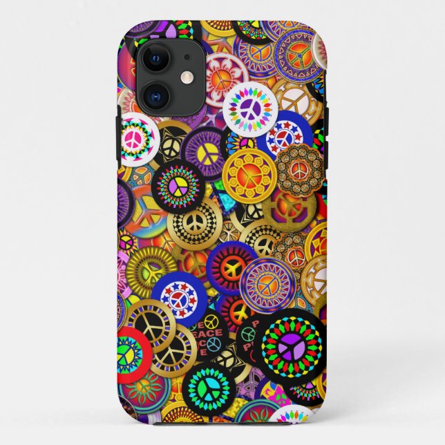 Peace Sign Buttons Collage Case-Mate iPhone Case (Back)