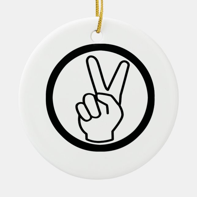Peace Sign Ceramic Ornament (Front)