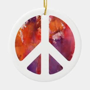 Peace Sign Ceramic Ornament