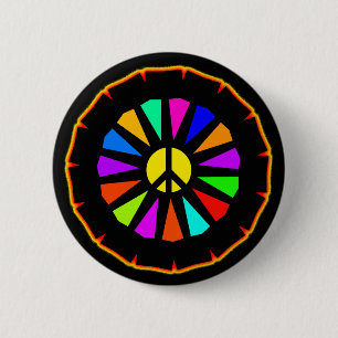 PEACE SIGN COLOR WHEEL 2 INCH ROUND BUTTON