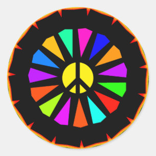 PEACE SIGN COLOR WHEEL CLASSIC ROUND STICKER