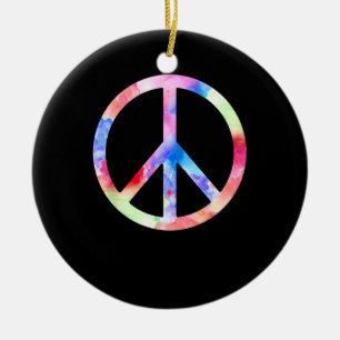 Peace Sign Colourful Ceramic Ornament