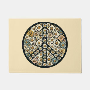 Peace Sign Daisies Doormat