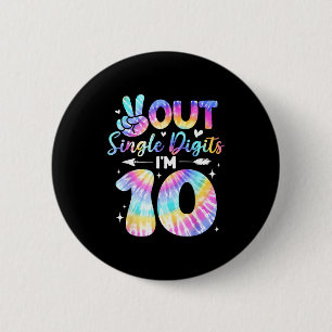 Peace Sign Double Digits 10th Birthday For Girls B 2 Inch Round Button