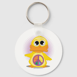 Peace Sign Duck Keychain