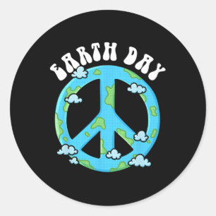Peace Sign Earth Day Classic Round Sticker