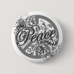 Peace Sign Filigree Art 2 Inch Round Button
