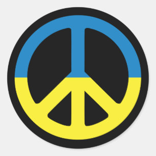 Peace Sign - Flag of Ukraine - Прапор України  Classic Round Sticker