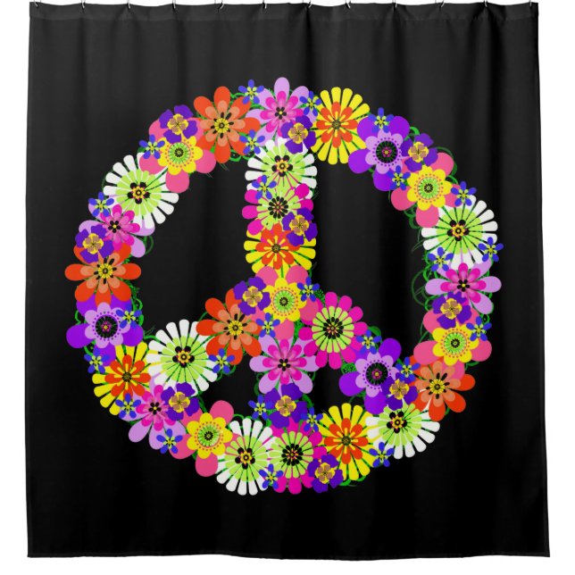 Peace Sign Floral on Black (Front)