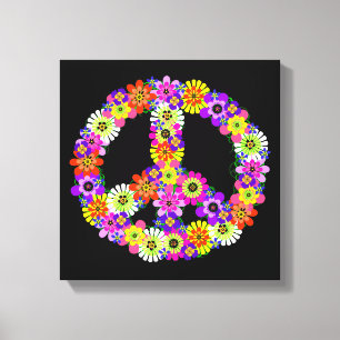 Peace Sign Floral on Black