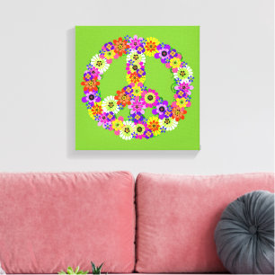 Peace Sign Floral on Lime Green