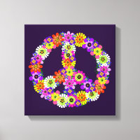 Peace Sign Floral on Purple