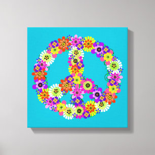 Peace Sign Floral on Turquoise