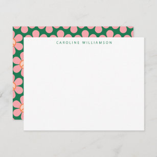 Peace Sign Flower Green Pink Custom Stationery Card