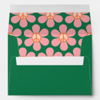 Peace Sign Flower Green Shower Return Address