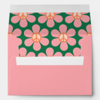 Peace Sign Flower Pink Shower Return Address