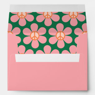 Peace Sign Flower Pink Shower Return Address Envelope