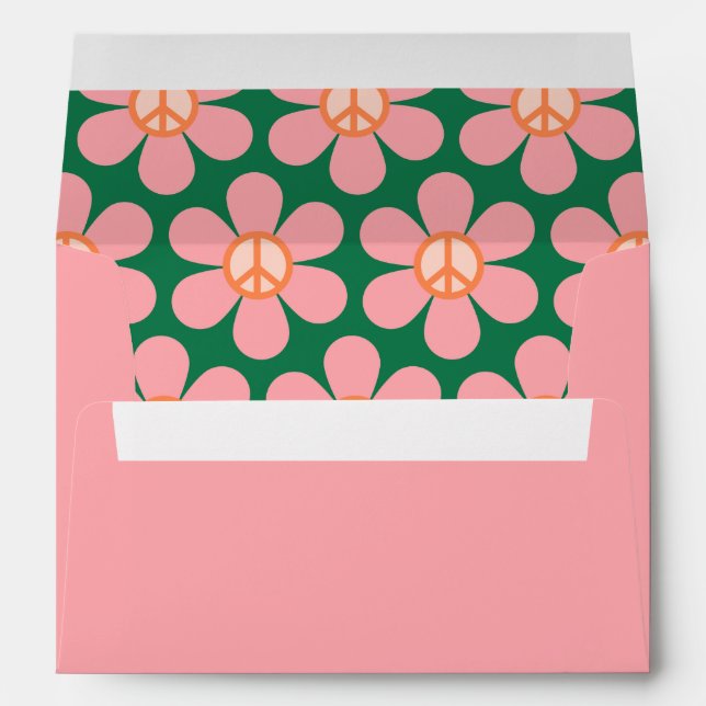 Peace Sign Flower Pink Shower Return Address Envelope (Back (Bottom))