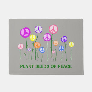 Peace Sign Flowers Doormat