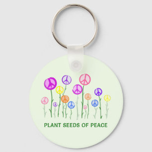 Peace Sign Flowers Keychain