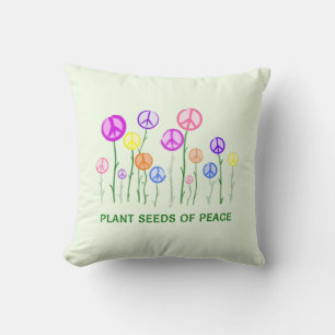 Peace Sign Flowers Throw Pillow