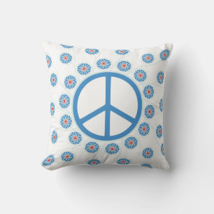 Peace Sign Flowers Throw Pillow