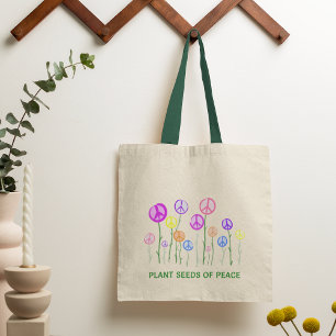 Peace Sign Flowers Tote Bag