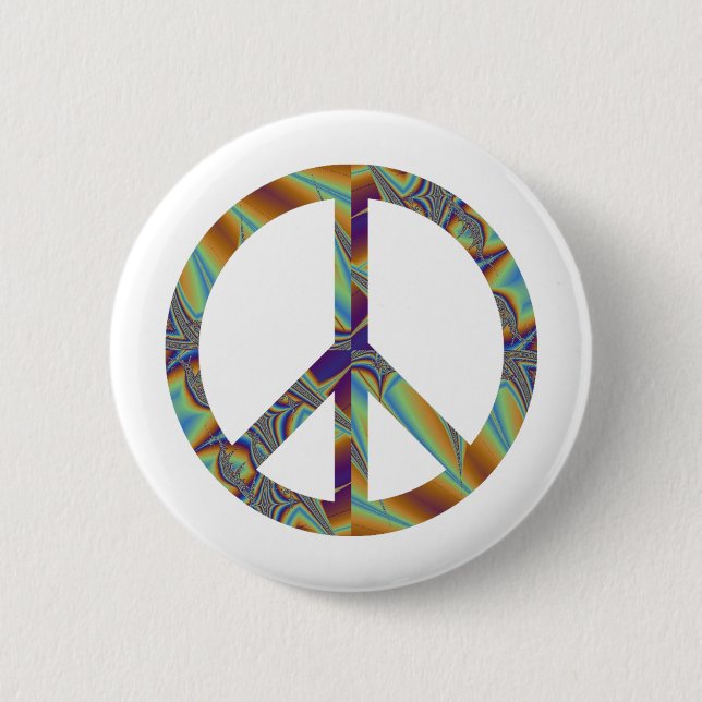 Peace Sign Fractal Geometric 001 2 Inch Round Button (Front)