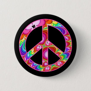 Peace Sign Fractal Groovy Trip 2 Inch Round Button