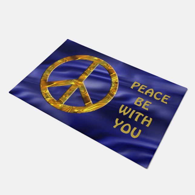 Peace Sign gold + your background & ideas Doormat (Angled)