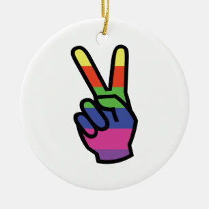 PEACE SIGN HAND CERAMIC ORNAMENT