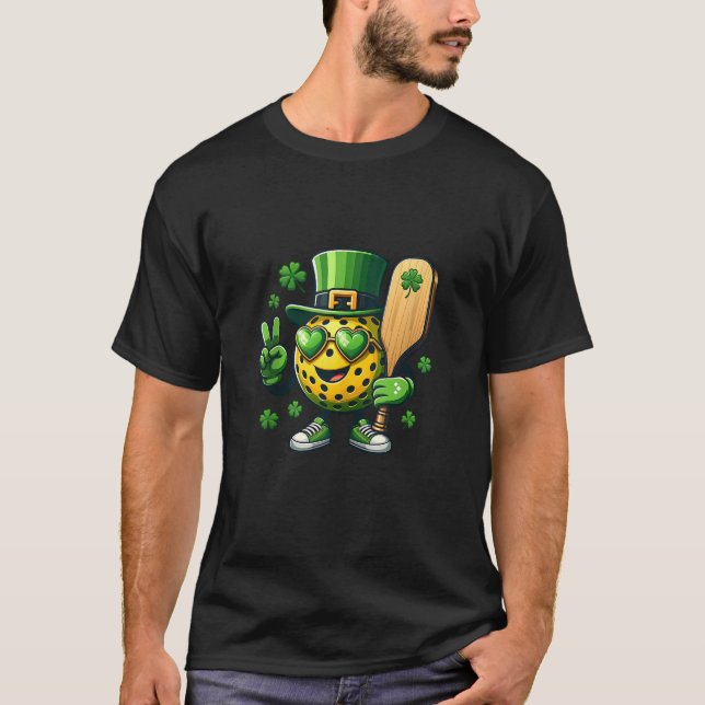 Peace Sign Hand Funny St Patricks Day Lucky Pickle T-Shirt (Front)