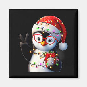 Peace Sign Hand Penguin Santa Christmas Penguin Pa Magnet